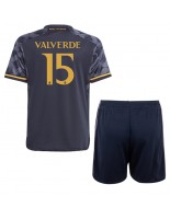 Real Madrid Federico Valverde #15 Vieraspaita Lasten 2023-24 Lyhythihainen (+ shortsit)